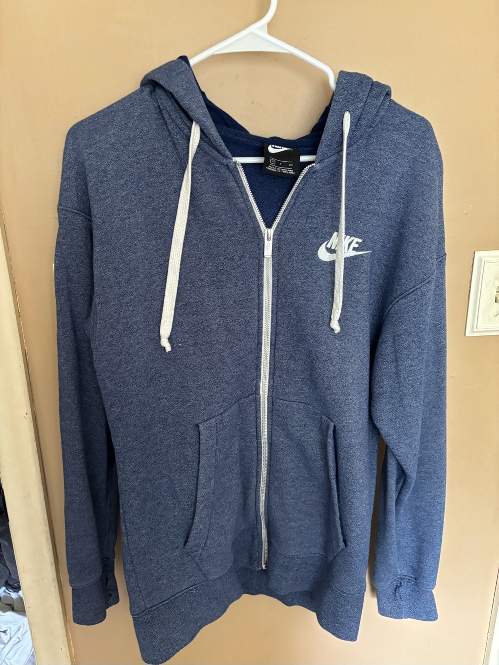 Nike Blue Heather Full-Zip Hoodie with White Logo